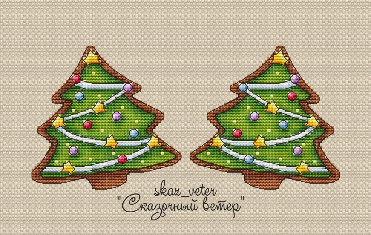 Gingerbread Tree Cross Stitch Pattern фото 1