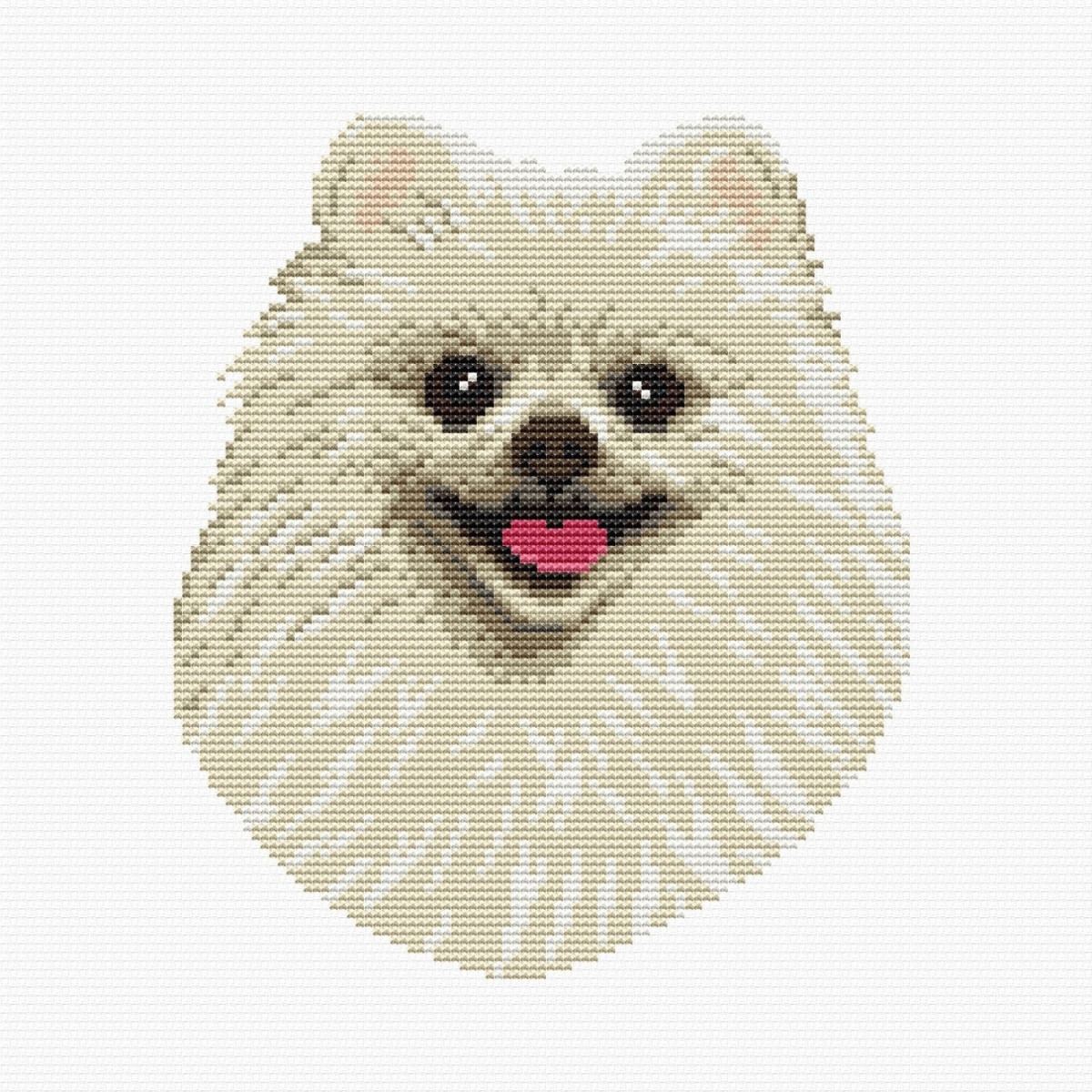 Pomeranian White Cross Stitch Pattern фото 1