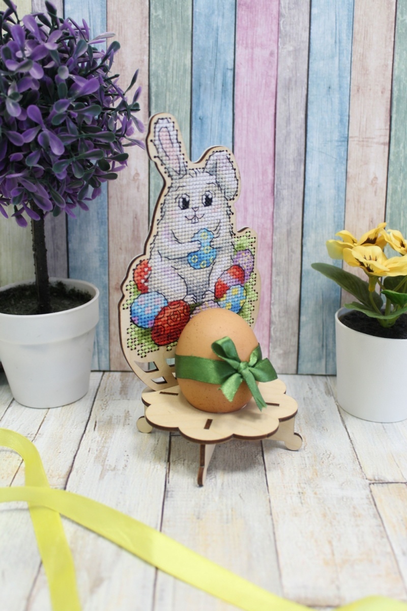 Easter Egg Stand. Bunny Сard Cross Stitch Kit фото 2