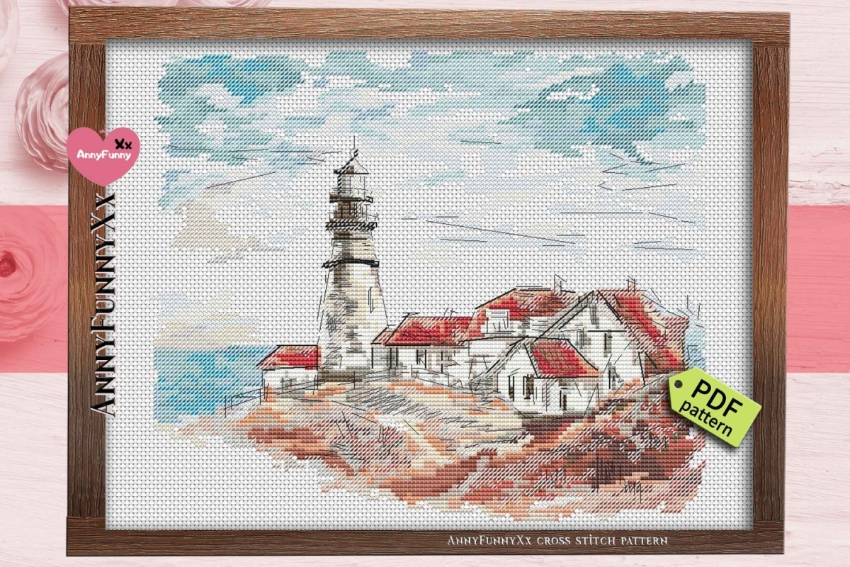 Old Lighthouse in the Village Cross Stitch Pattern фото 6