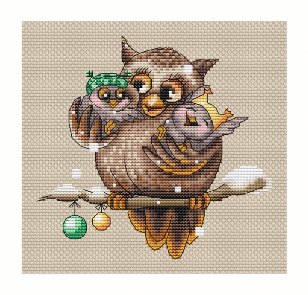 Owl Family Cross Stitch Pattern фото 1