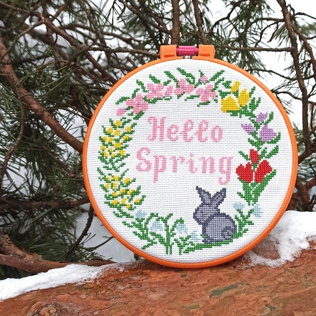 Hello Spring Wreath Cross Stitch Pattern фото 2