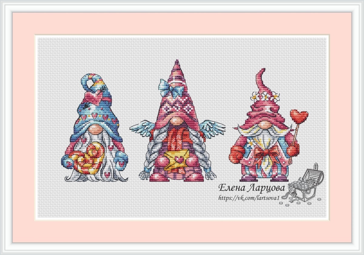Gnomes of Love Cross Stitch Pattern фото 1