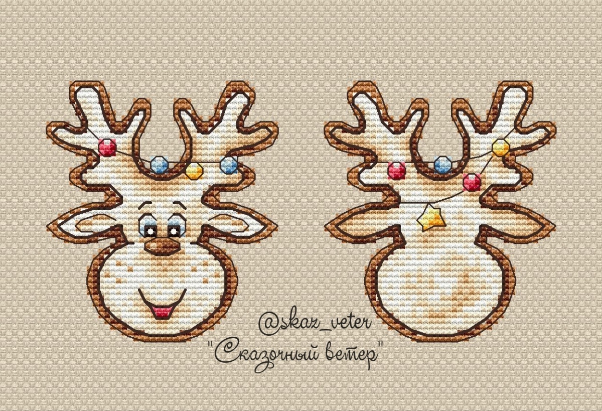 Gingerbread Deer Cross Stitch Pattern фото 1