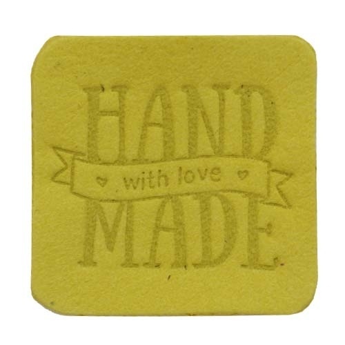 Label "Handmade", leather natural, square фото 4