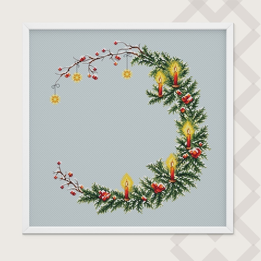 Christmas Fir Wreath Cross Stitch Pattern фото 1