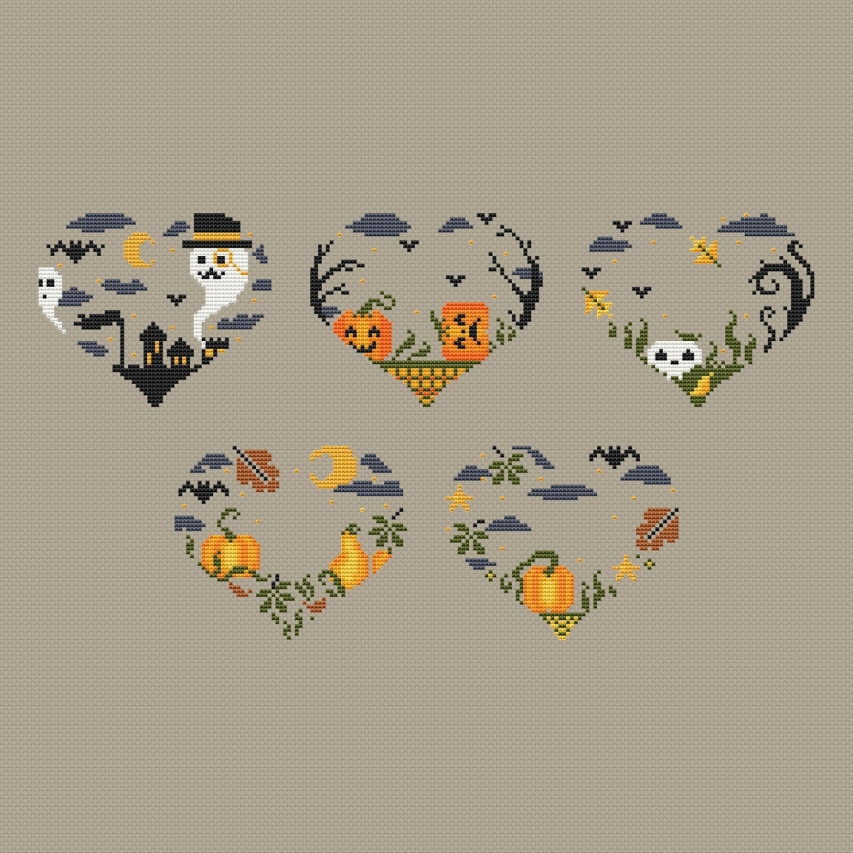 Halloween Hearts Cross Stitch Pattern фото 3
