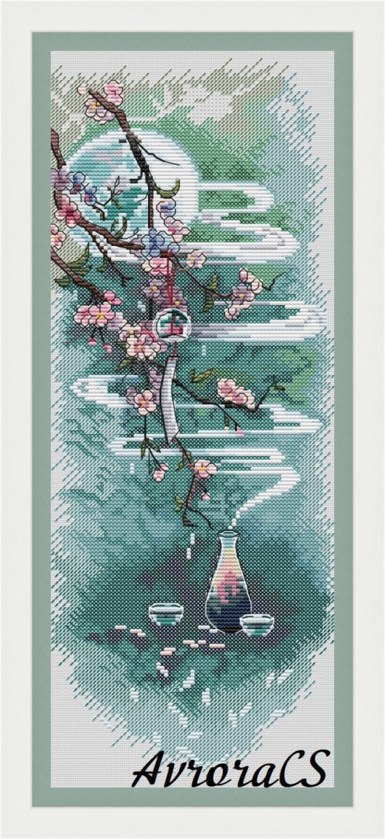 Moon Sake Cross Stitch Pattern фото 1