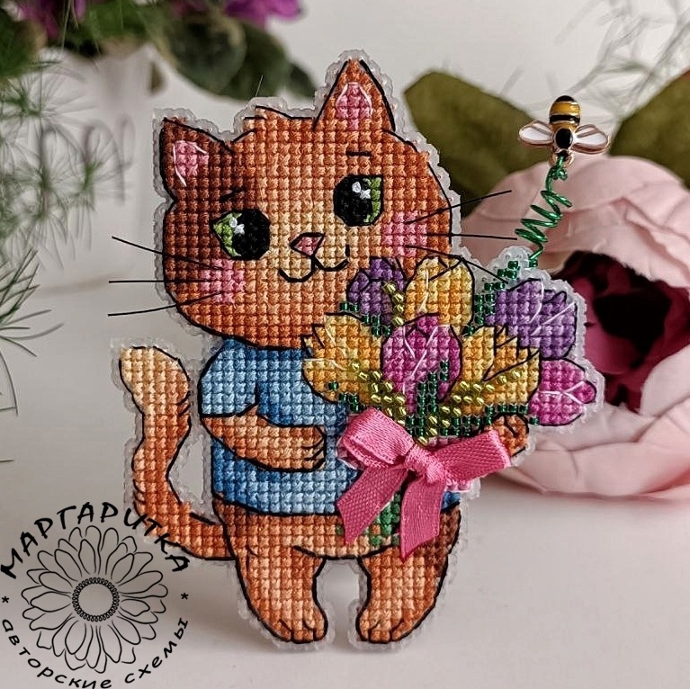 Cute Ginger Kitty Cross Stitch Pattern фото 2