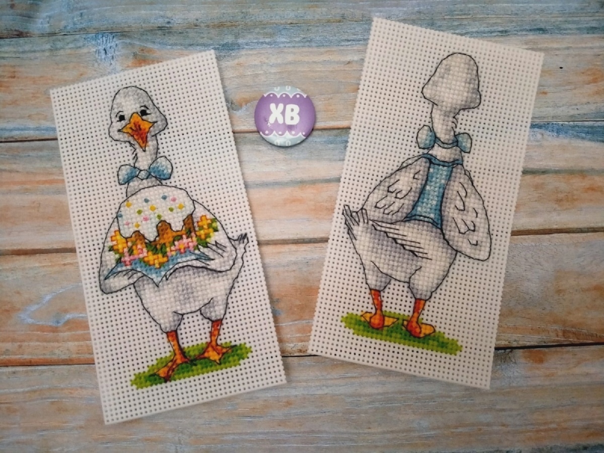 Goose with Easter Cake Cross Stitch Pattern фото 2