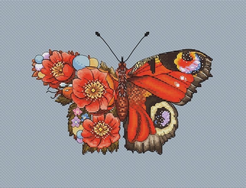 Red Butterfly Cross Stitch Pattern фото 3