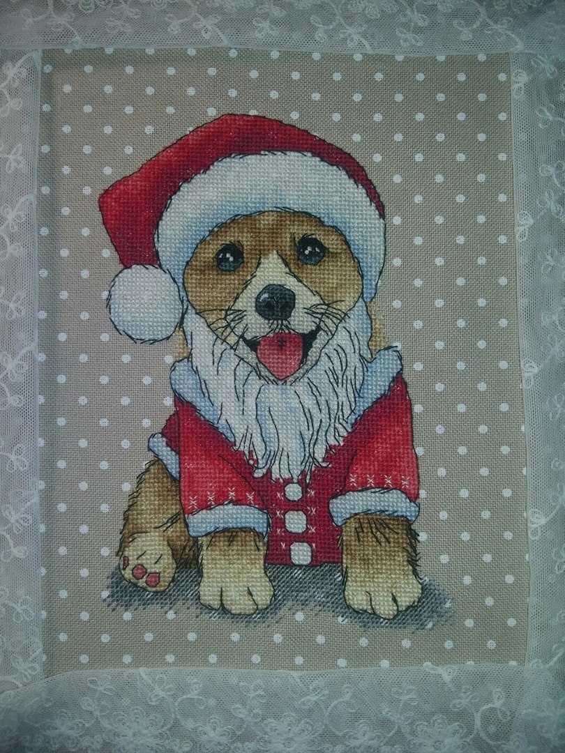Santa's Puppy Cross Stitch Pattern фото 3