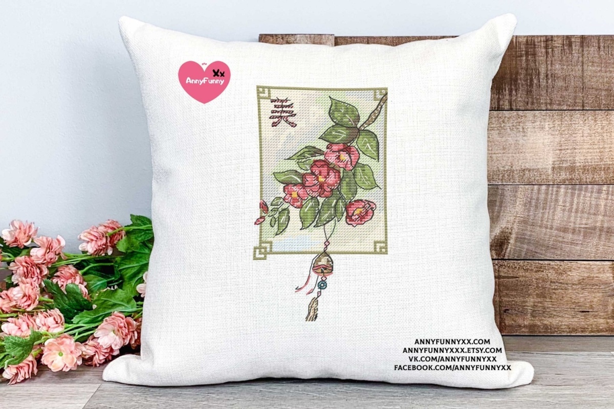 Flowers of the East. Japanese Quince Cross Stitch Pattern фото 3