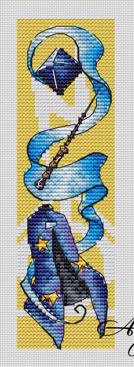 Magic Bookmarks. Yellow Blue Cross Stitch Pattern фото 1