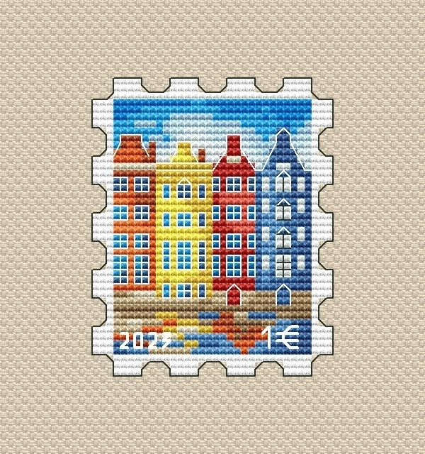 Amsterdam Postage Stamp Cross Stitch Pattern фото 1