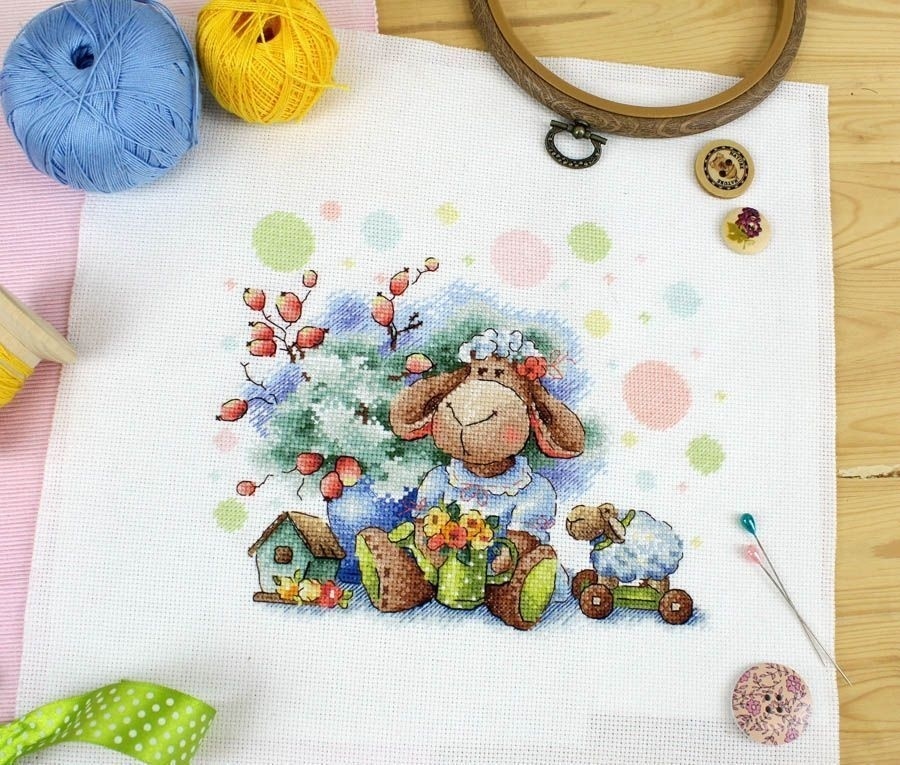 Curly-Haired Sheep Cross Stitch Kit фото 2