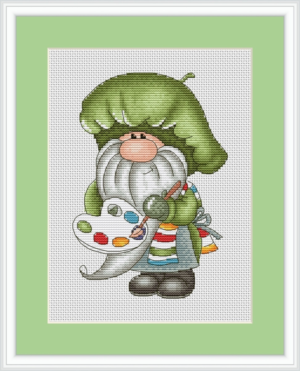 Artist Gnome Cross Stitch Pattern фото 2