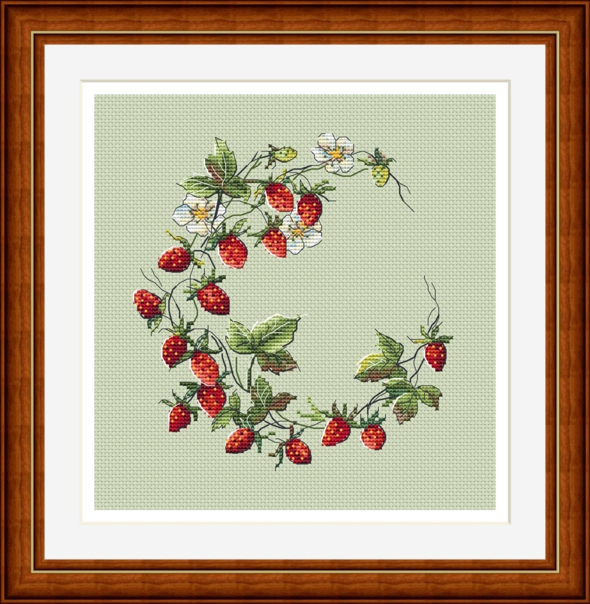 Wild Strawberry Wreath Cross Stitch Chart фото 1