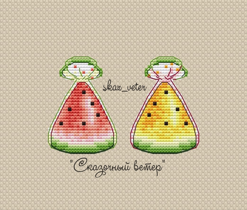 Watermelon Candy Cross Stitch Pattern фото 1