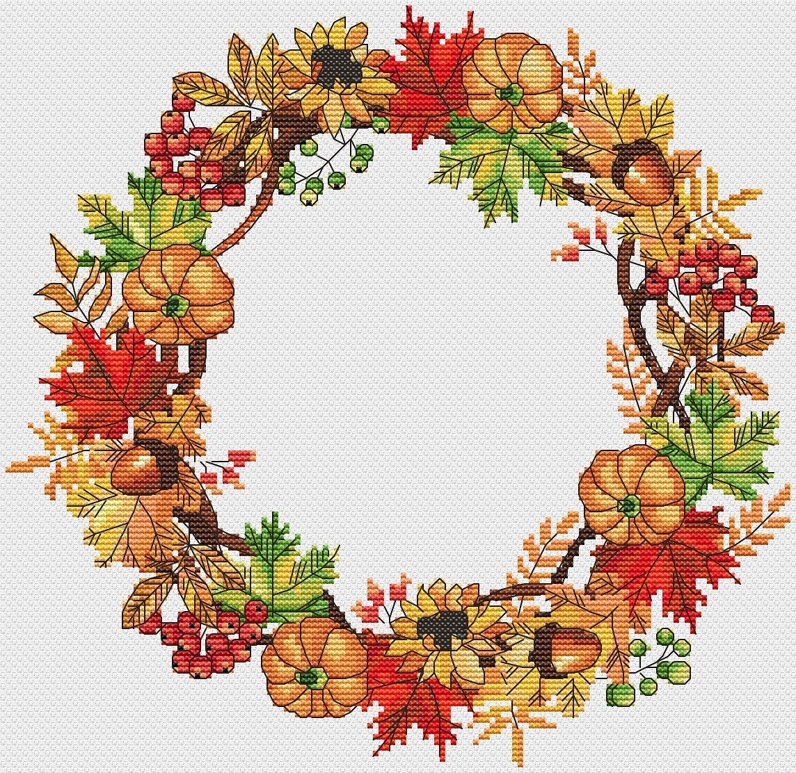 An Autumn Wreath Cross Stitch Chart фото 1