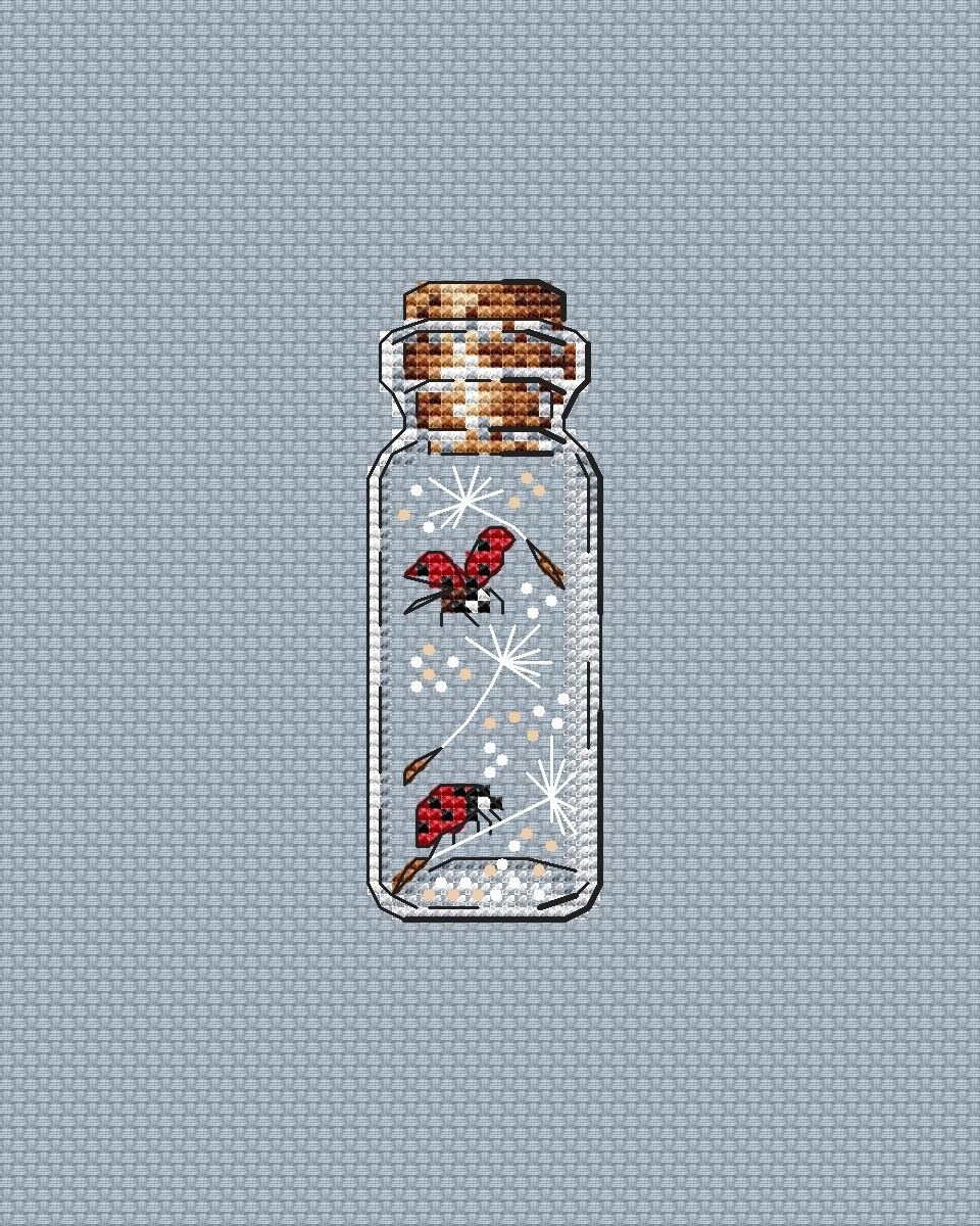 Bottles. Ladybug Cross Stitch Pattern фото 1