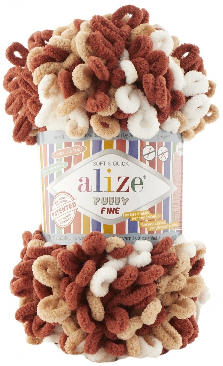 Alize Puffy Fine Color, 100% Micropolyester 5 Skein Value Pack, 500g фото 28