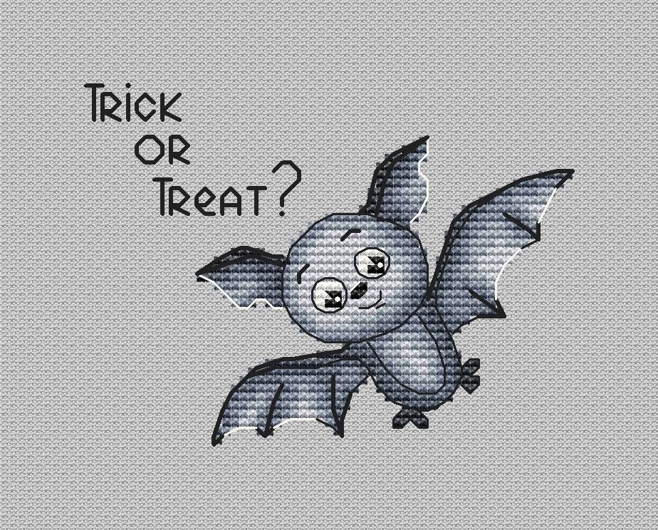 Trick or Treat? Bat Cross Stitch Pattern фото 1