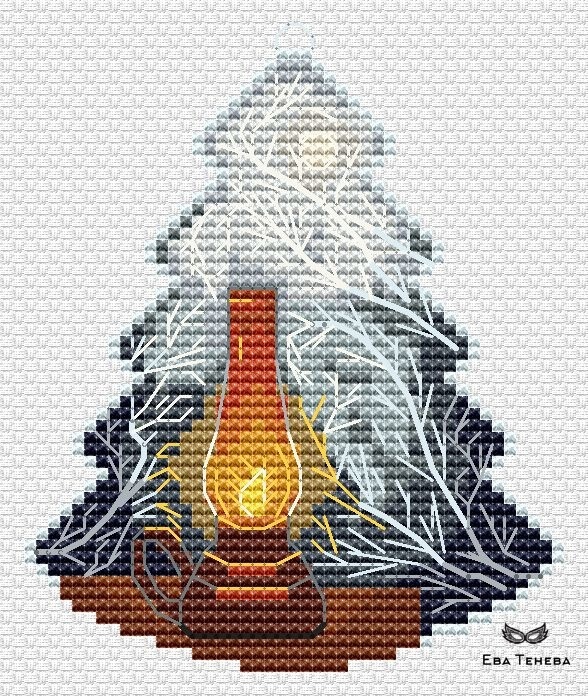 Christmas Tree Winter Window Cross Stitch Pattern фото 1