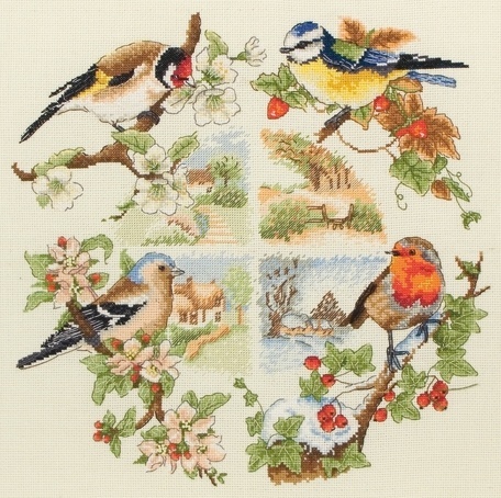 Birds and Seasons Cross Stitch Kit фото 1