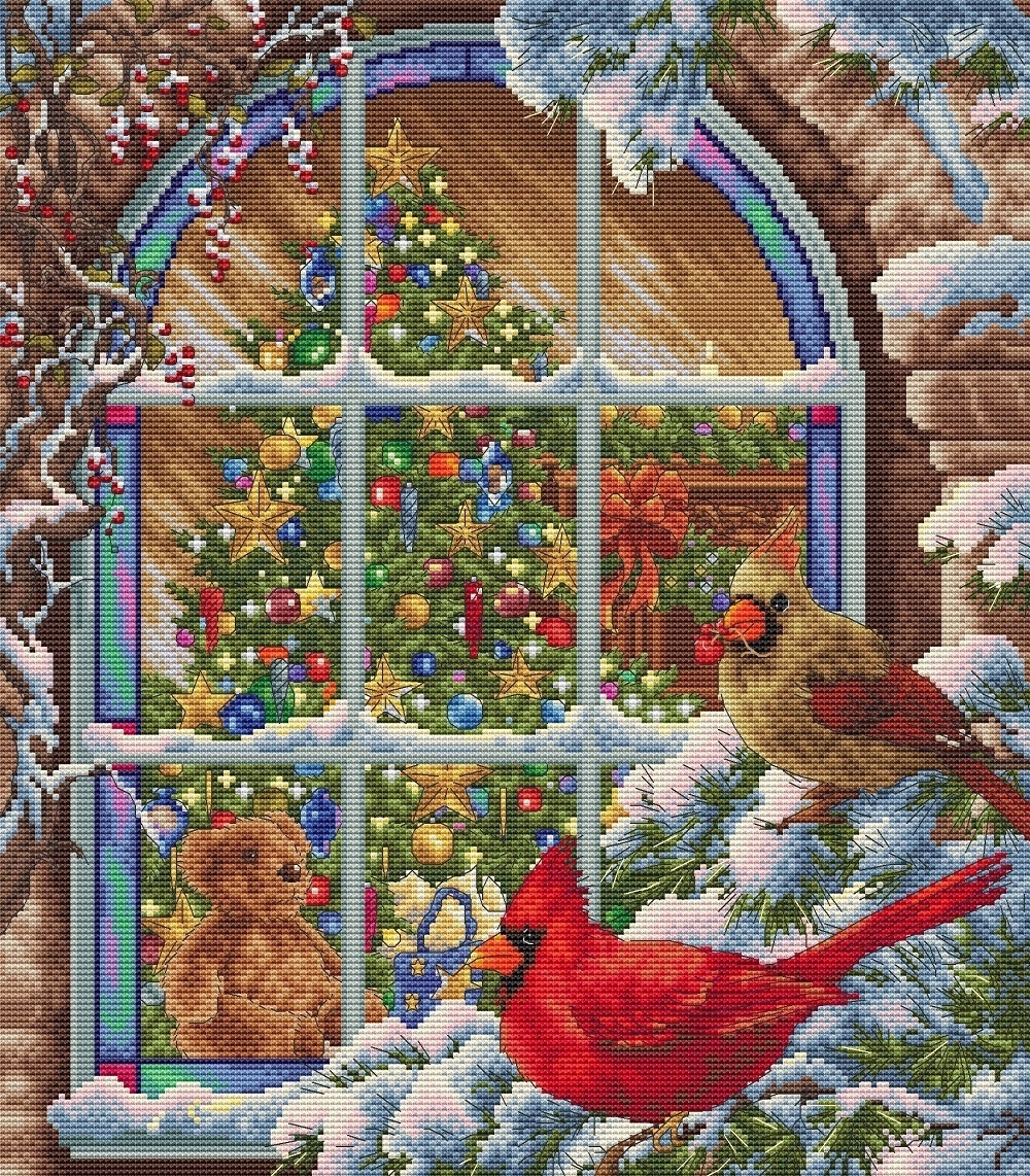 Cardinals at the Window Cross Stitch Pattern фото 1