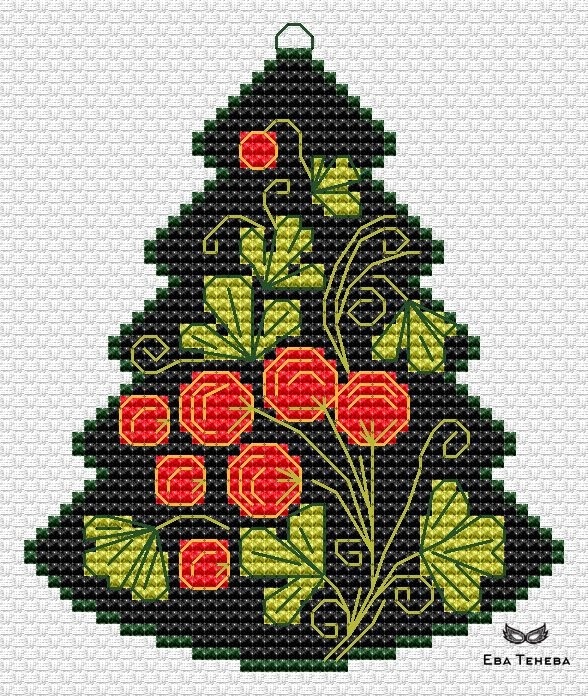 Christmas Tree. Berries Cross Stitch Pattern фото 1