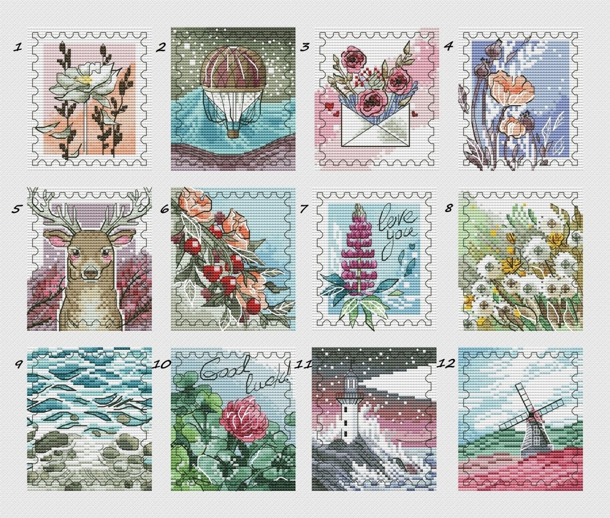 Post Stamps Sampler Cross Stitch Pattern фото 1