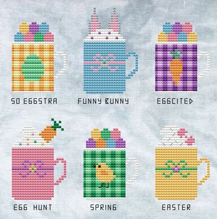 Easter Mugs Cross Stitch Pattern фото 1