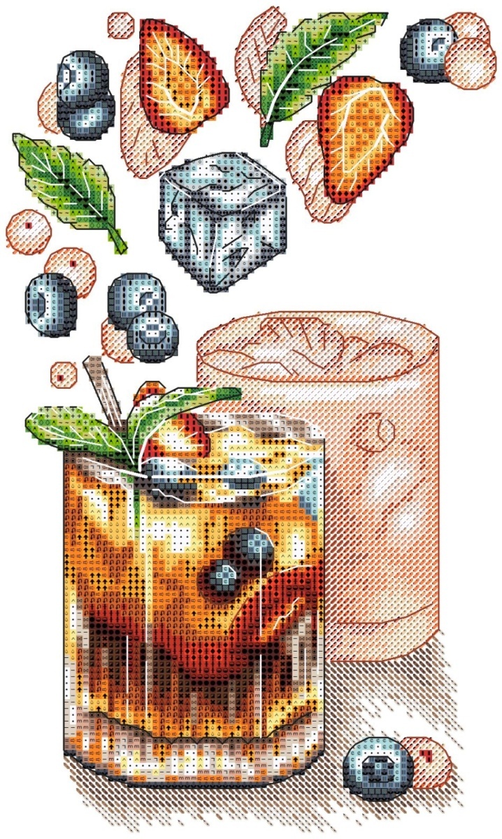 Festive Cocktail Cross Stitch Pattern фото 1