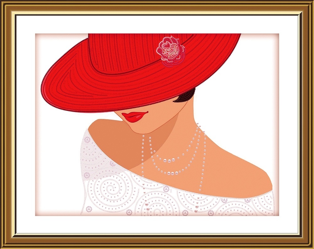 Lady with Hat Bead Embroidery Kit фото 1