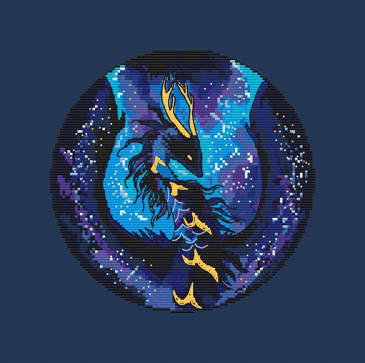 Blue Dragon Cross Stitch Pattern фото 1