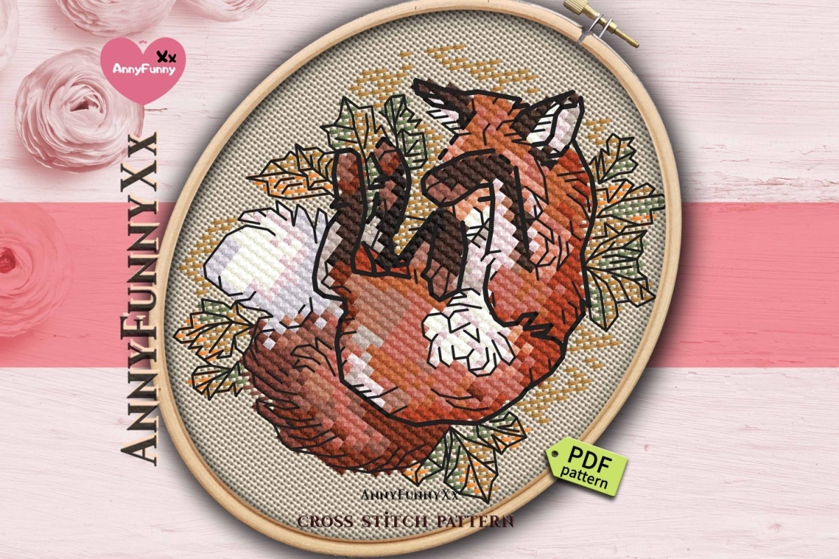 Small Sleeping Fox Cross Stitch Pattern фото 6