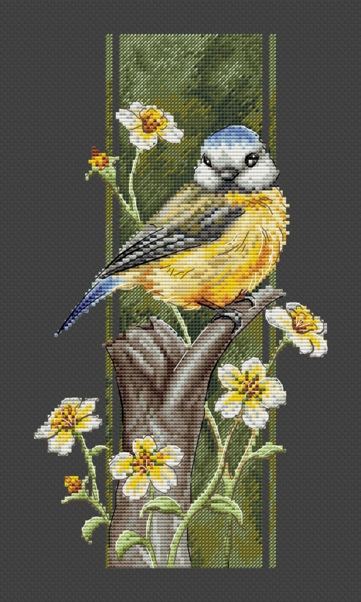 Feathered Summer. Titmouse Cross Stitch Pattern фото 6