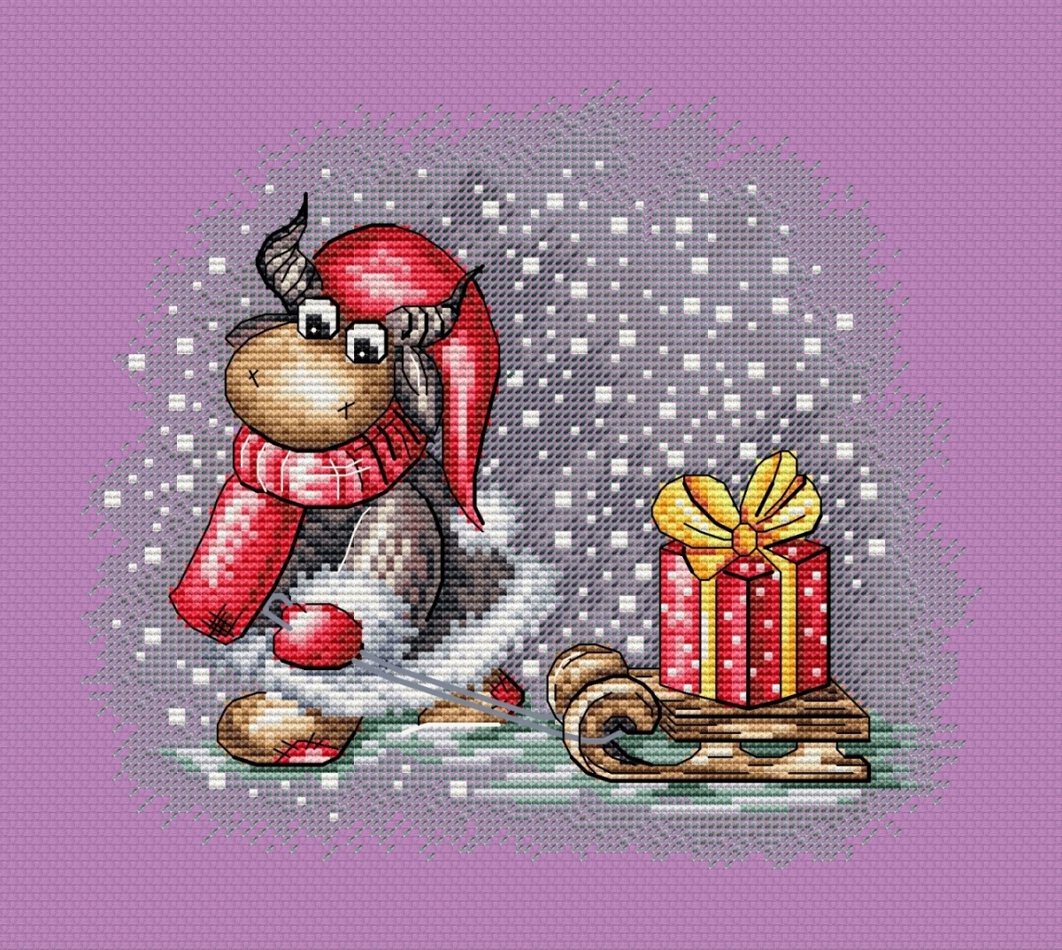 Bull with a Sled Cross Stitch Pattern фото 6