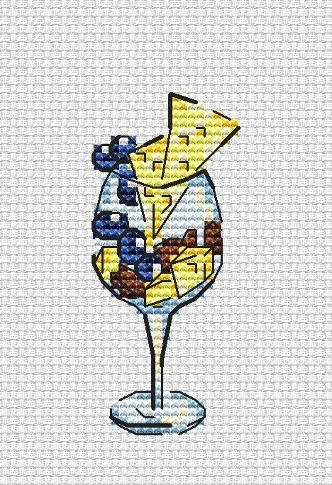 Wine Glass Cross Stitch Pattern фото 1