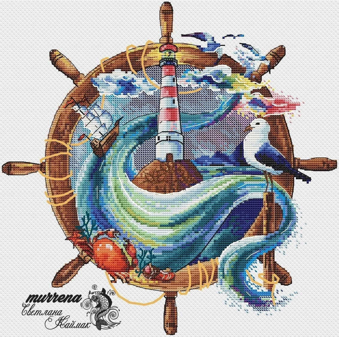 On Waves Cross Stitch Pattern фото 1