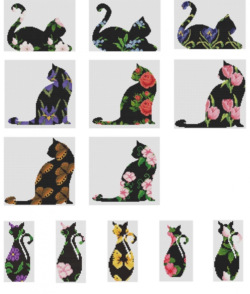 Cat Silhouettes Cross Stitch Pattern фото 1