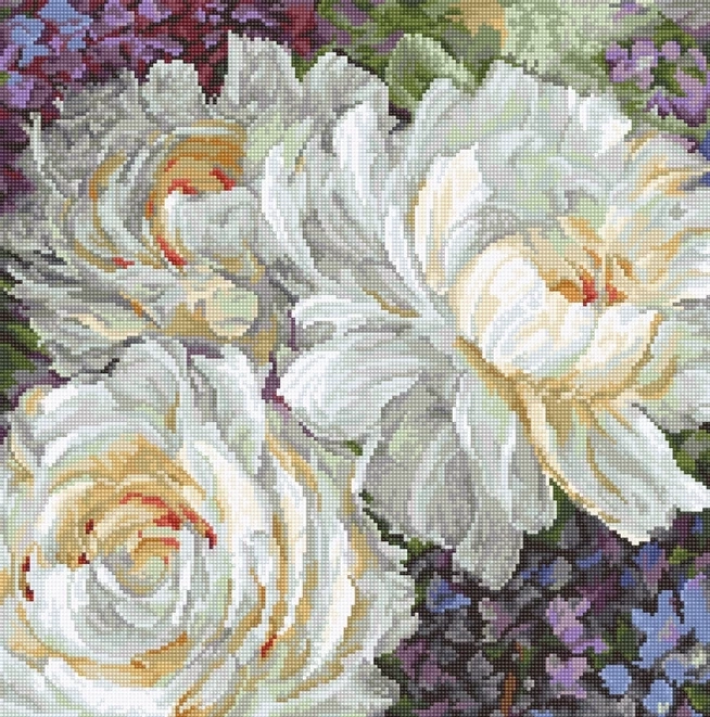 Lush White Roses Cross Stitch Kit фото 1