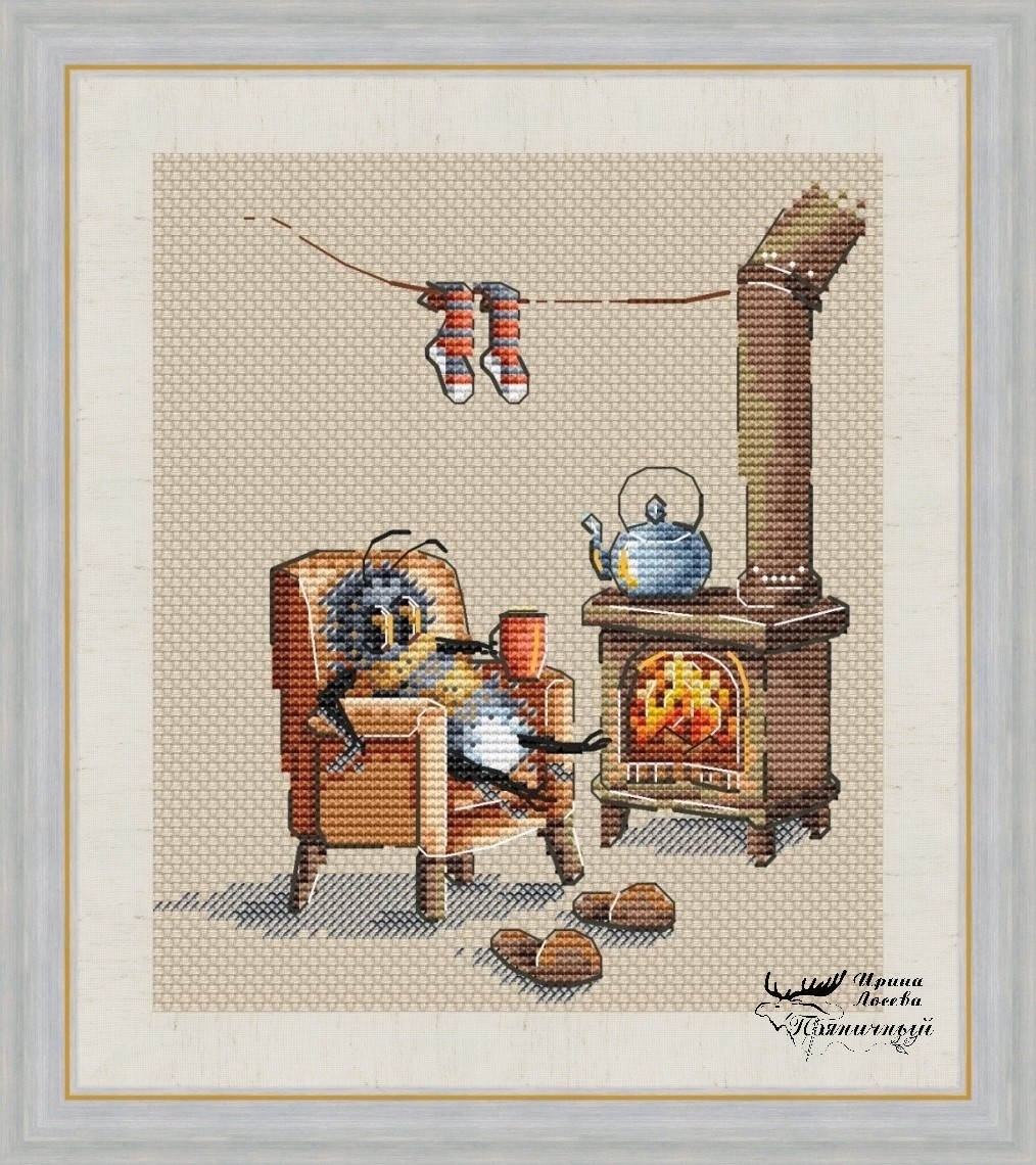 By the Fireplace Cross Stitch Pattern фото 1