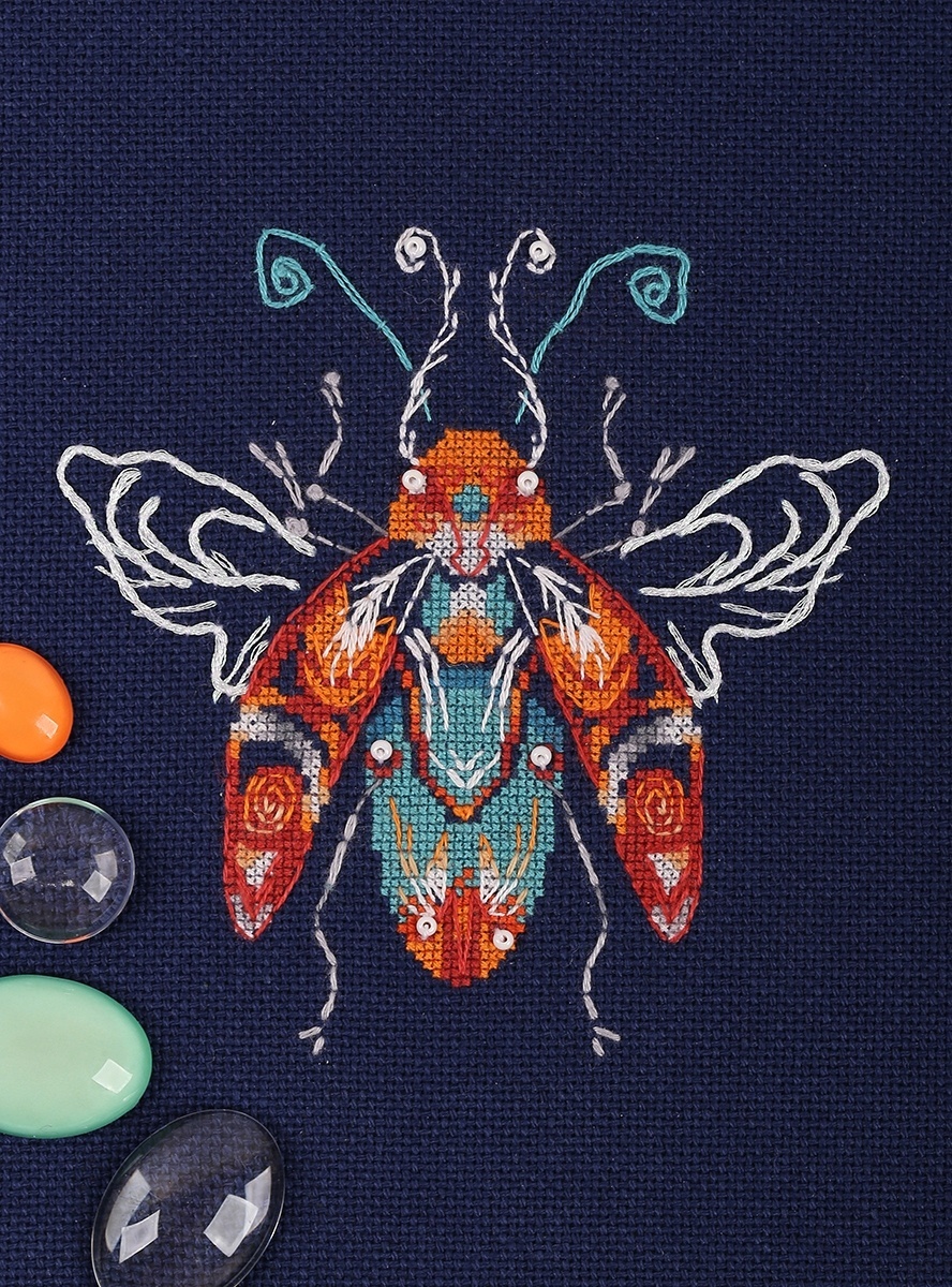 Fantasy Bugs. Turquoise and Flame Cross Stitch Kit фото 6