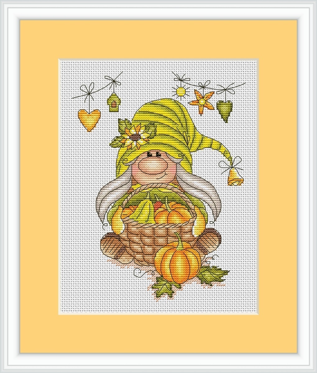 Autumn Girl Gnome Cross Stitch Pattern фото 1