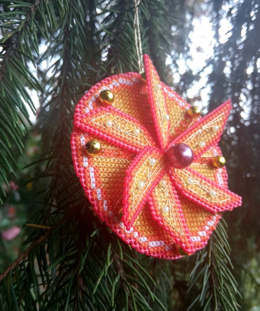 Christmas Bauble. Orange Cross Stitch Pattern фото 1
