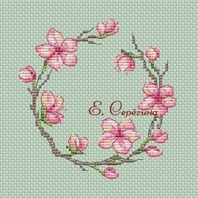 Sakura Wreath Cross Stitch Pattern фото 2