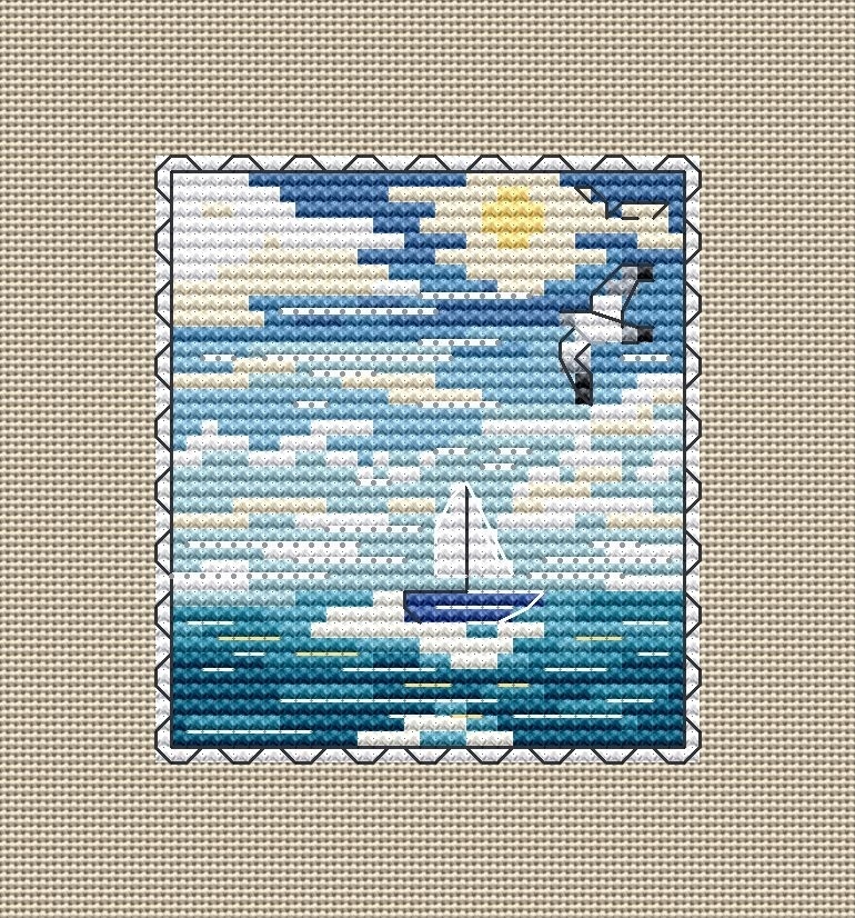 Sea Breeze Postage Stamp Cross Stitch Pattern фото 1