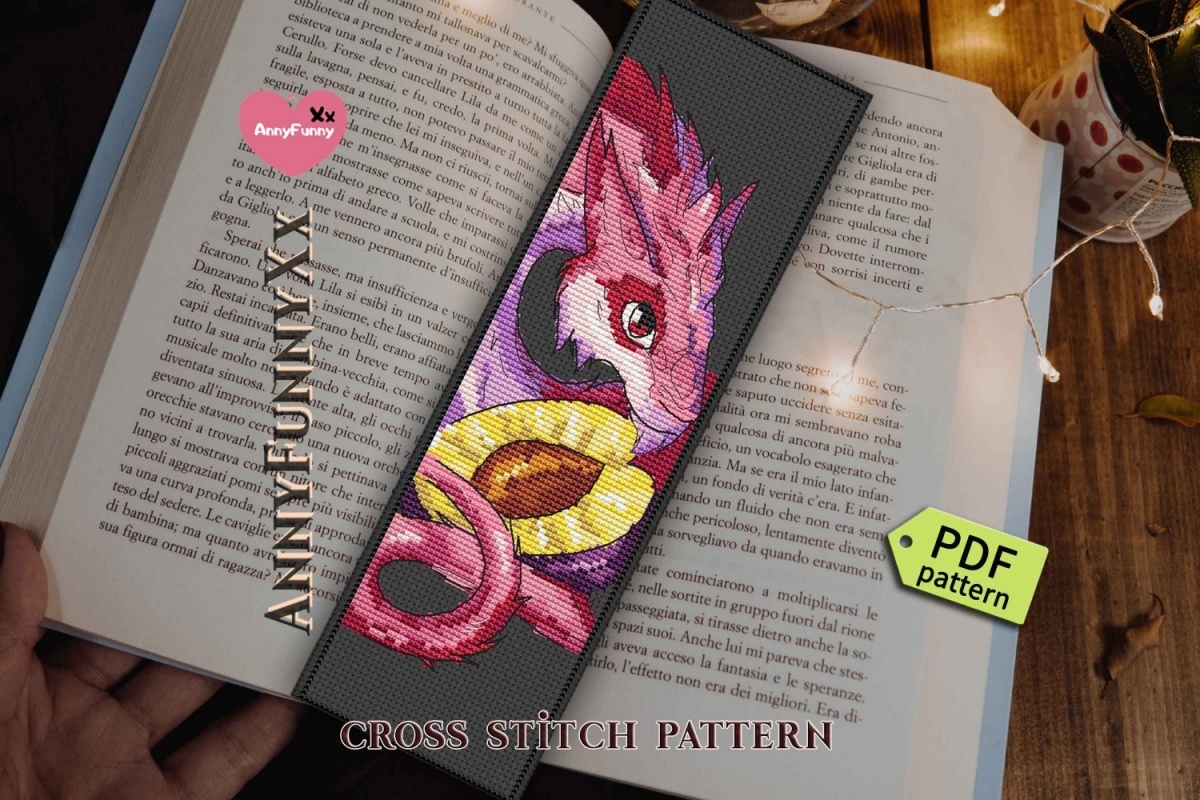 Bookmark Plum Dragon Cross Stitch Pattern фото 4